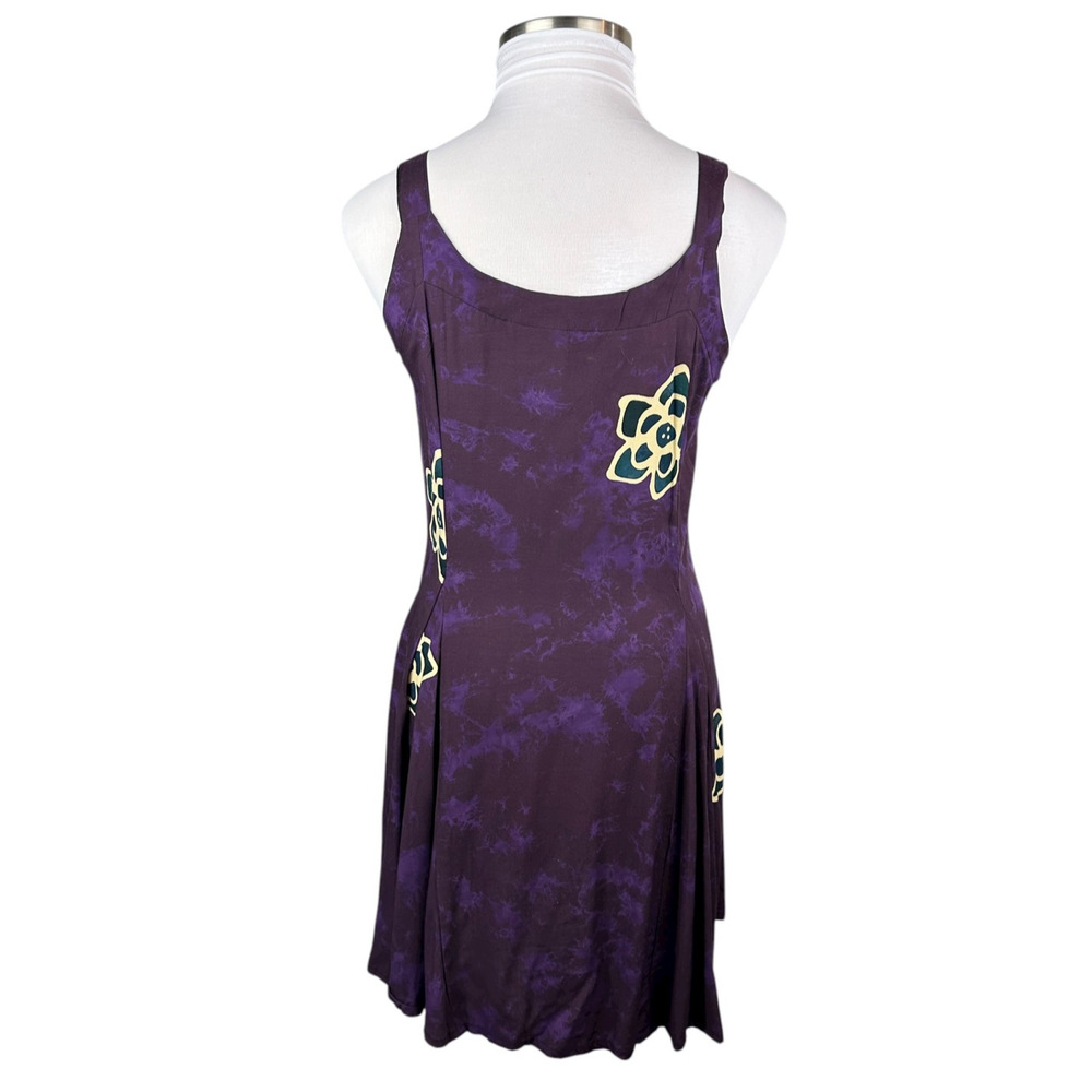 NWT Hary Dary Purple Rayon Sleeveless Dress Large Floral Flowy Beach Vacation - Picture 6 of 12
